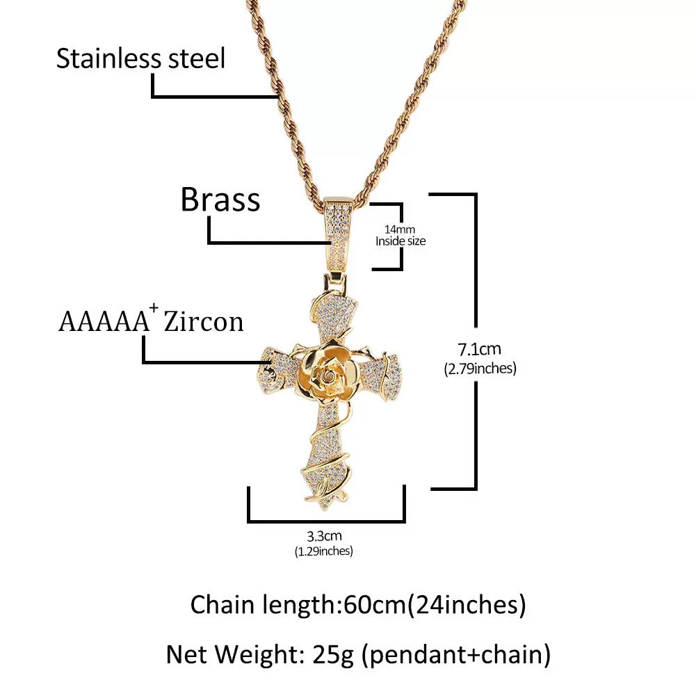 Luxury Iced Cross Pendant Necklace