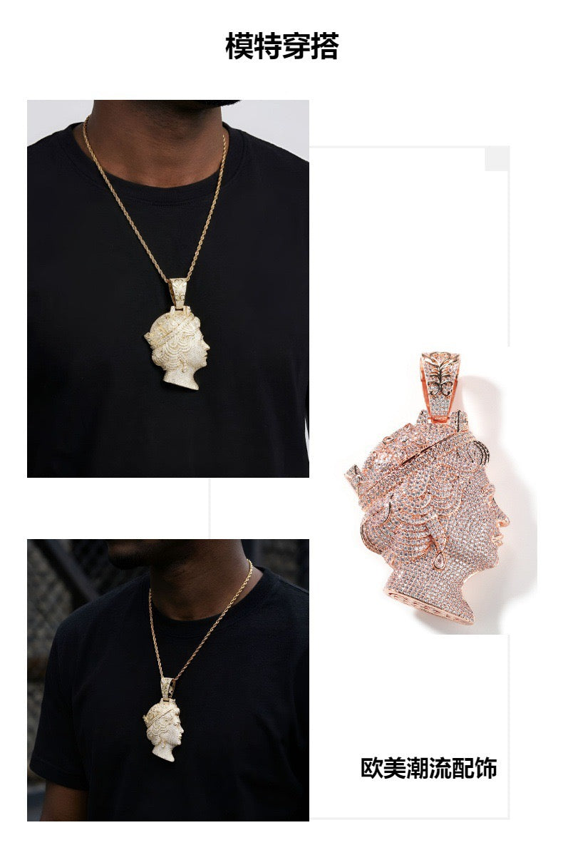 Luxury Iced Queen Pendant Necklace Set – 3mm Twisted Chain