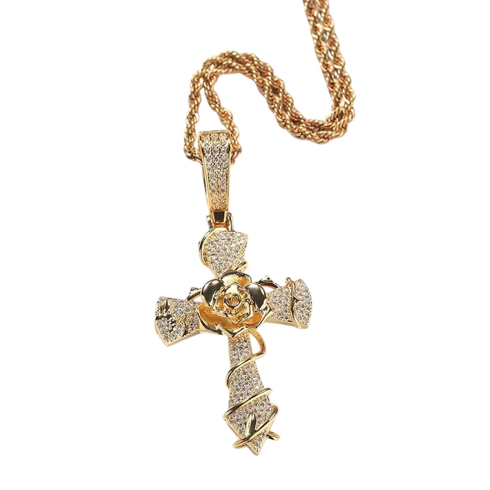 Luxury Iced Cross Pendant Necklace